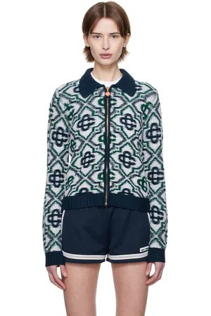 Casablanca Multicolor Monogram Knit Zip Cardigan