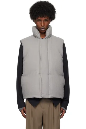Auralee Gray Brushed Alpaca Wool Down Vest