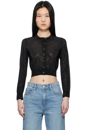 Alexander Wang Cropped Bead Hotfix Cardigan