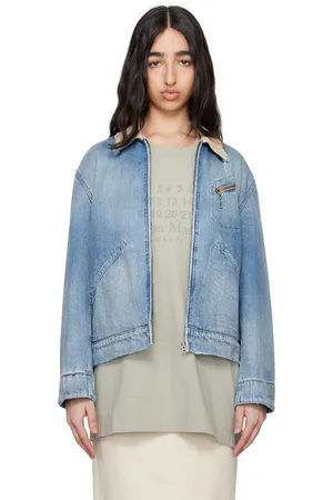 Maison Margiela Blue Corduroy Collar Denim Jacket