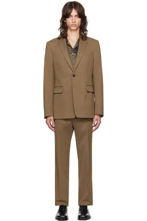 DRIES VAN NOTEN Brown Single-Breasted Cotton Suit