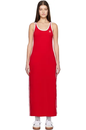adidas Red Adicolor 3-Stripes Tank Maxi Dress