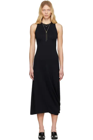 LEMAIRE Black Twisted Hem Midi Dress