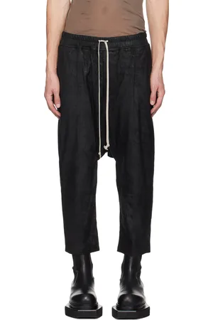 Rick Owens Black Drawstring Leather Pants