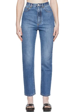 Alaïa Blue High-Waist Straight Jeans