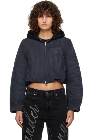 Alexander Wang Navy Padded Zip-Up Hooded Jacket