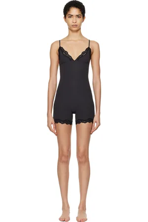 SKIMS Black Fits Everybody Lace Triangle Onesie Jumpsuit