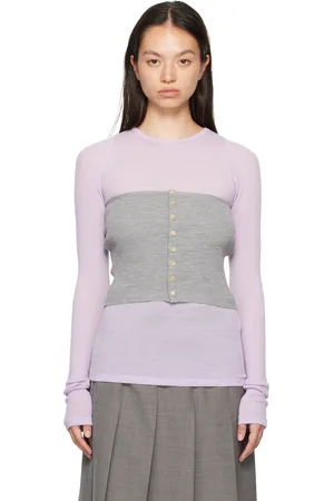 Auralee Gray Super Fine Wool High Gauge Rib Knit Bandeau Top