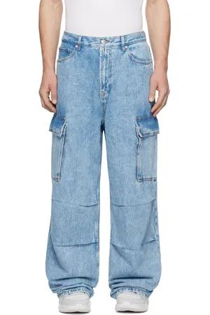 HUGO BOSS Blue Loose-Fit Denim Cargo Pants
