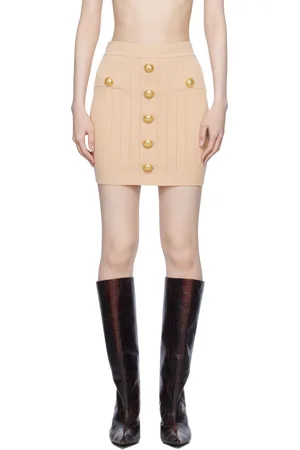 Balmain Pink Knit Buttons Miniskirt
