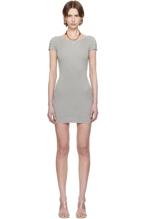 Isa Boulder Gray Knitted Shoulder Minidress