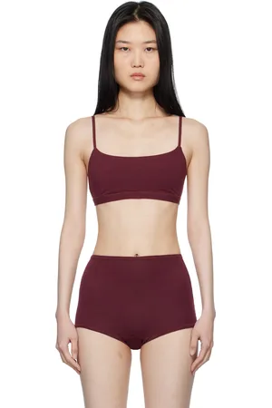SKIMS Two-Pack Red & Burgundy Cotton Jersey Scoop Bralettes