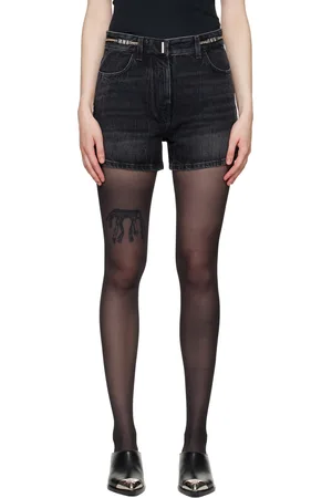 Givenchy Black Curb Chain Denim Shorts