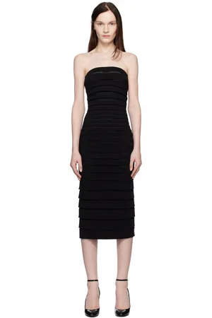 Alaïa Black Strapless Textured Knit Midi Dress