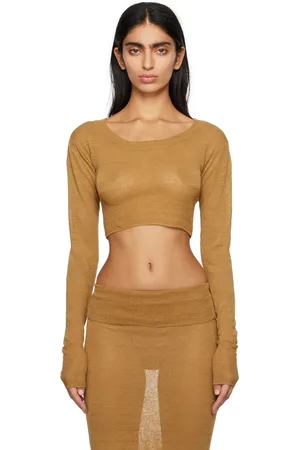 AYA MUSE Tan Lyca Long Sleeve T-Shirt