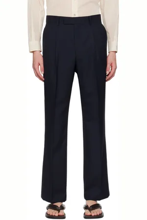 Auralee Navy Pleated Trousers