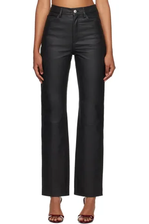 REMAIN Birger Christensen Black Straight Leather Pants