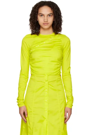 Ganni Yellow Press-Stud Blouse