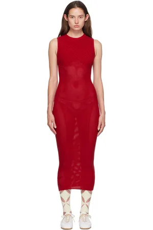 Isa Boulder Red Sweetheart Midi Dress