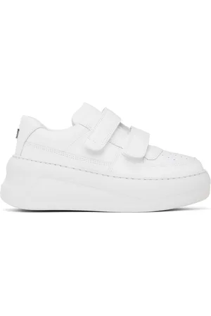 Acne Studios White Velcro Strap Platform Sneakers