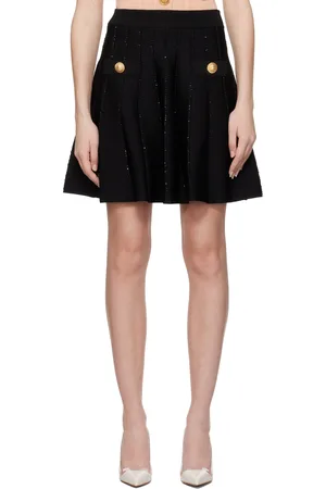 Balmain Black Flared Knit Miniskirt
