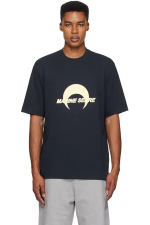 Marine Serre Navy Cotton Jersey Loose Fit T-Shirt