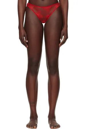 FLEUR DU MAL Red Bouquet Lace Cheeky Briefs