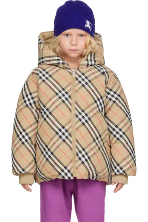 Burberry Kids Beige Check Reversible Down Jacket