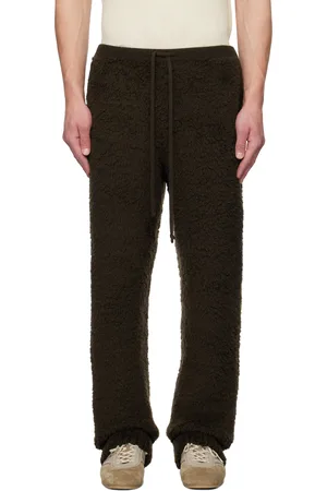 Auralee Brown Merino Wool Boa Knit Sweatpants