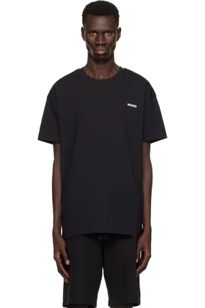HUGO BOSS Black Stretch Cotton Logo Printed T-shirt