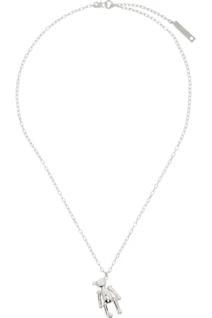 AMBUSH Silver Teddy Bear Charm Necklace