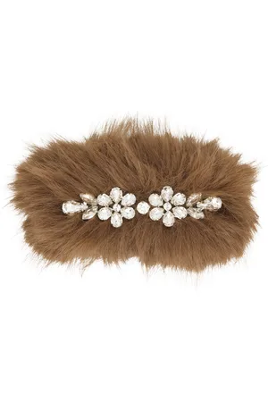 Simone Rocha Brown Furry Crystal Hair Clip