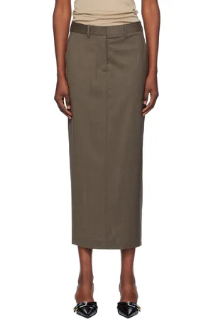 Helmut Lang Brown Zip Maxi Skirt