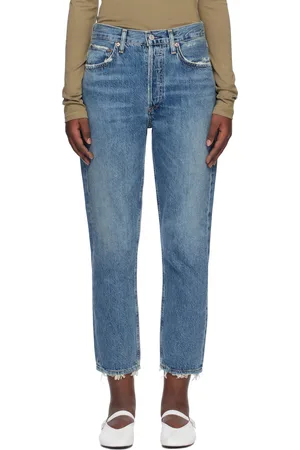 AGOLDE Blue Riley High Rise Straight Crop Jeans