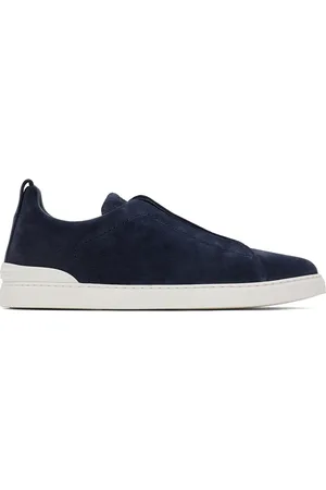 Ermenegildo Zegna Blue Suede Triple Stitch Sneakers
