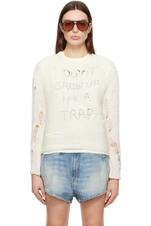 R13 Off-White Distressed Sweater