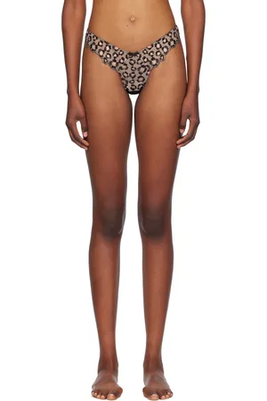 FLEUR DU MAL Brown Leopard Embroidery Thong