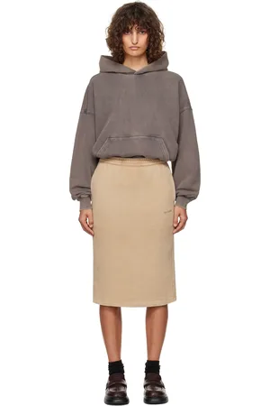 We11 Done Gray & Brown Layered Hoodie Midi Dress