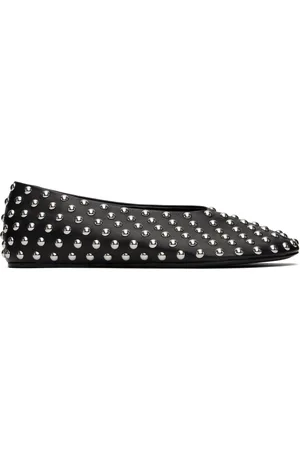 Jil Sander Black Studded Leather Ballerina Flats