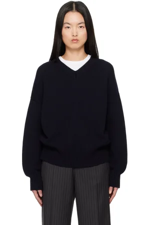 &Daughter Navy Balla Slouch V-Neck Sweater
