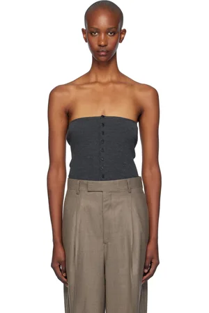 Auralee Gray Super Fine Wool High Gauge Rib Knit Bandeau Top