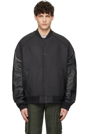 JUUN.J Black Varsity Jumper Bomber Jacket