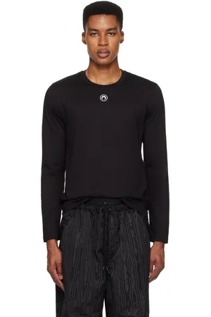 Marine Serre Black Organic Cotton Plain Long Sleeve T-shirt
