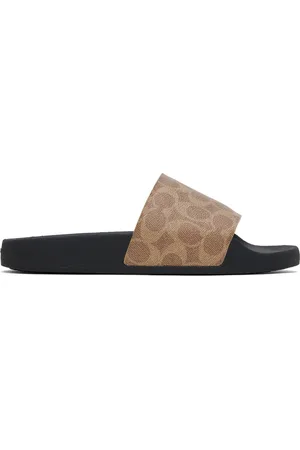 Coach Tan Coated Canvas Slides