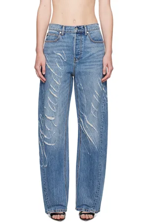 Alexander Wang Blue Laser-Distressed Logo Jeans