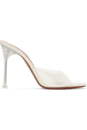 Amina Muaddi Off-White Alexa Glass Slipper 105 Heeled Sandals
