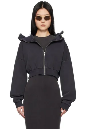 Entire Studios Navy Cropped Full Zip Hoodie