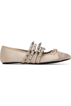 Abra Beige Spike Ballerina Flats