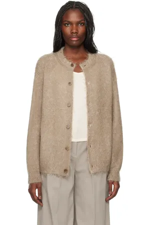 Auralee Beige Brushed Super Kid Mohair Knit Cardigan