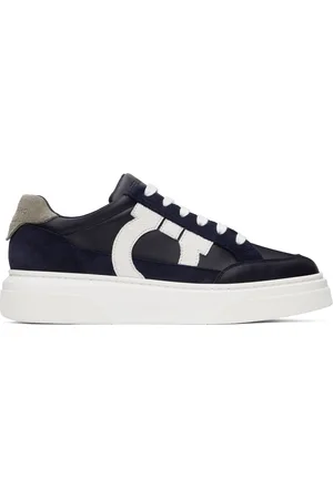 Salvatore Ferragamo Navy Low Cut Gancini Outline Sneakers